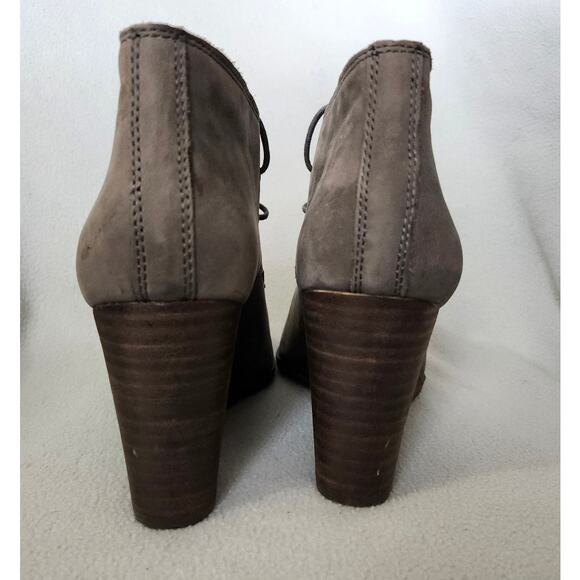 Lucky Brand Size 8 Leather Wedge Booties Tie Gray Short Boots Shoes - Picture 3 of 8